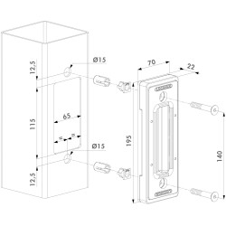 LOCINOX® Doraz pre zámky, pre profil 80x80mm LOCINOX® Doraz pre zámky, pre profil 80x80mm